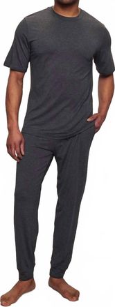 Eberjey Henry Short Sleeve Long Pajama Set In Charcoal Heather