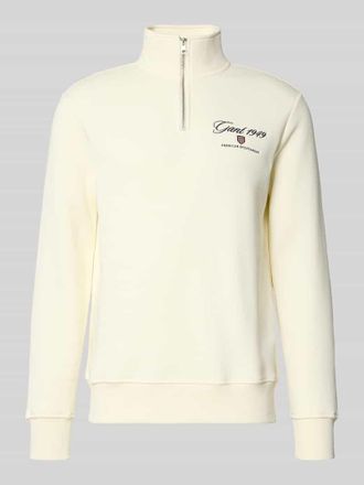 GANT Sweatshirt mit Stehkragen und Rei&szlig;verschluss in Offwhite, Gr&ouml;&szlig;e XXXL