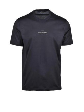 Paul & Shark Classic Black Cotton T-Shirt With Gold Logo Detail