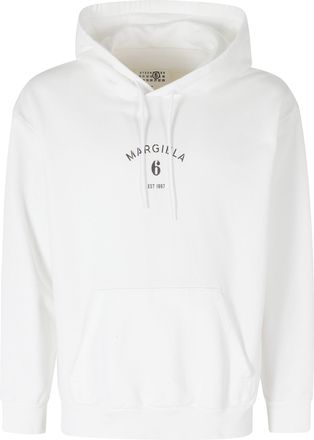 Maison Margiela White Front-Printed Hooded Cotton Sweatshirt