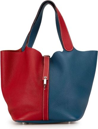 Herm&egrave;s Borsa a mano Clemence Picotin Lock 22 bicolore 2012 - Blu