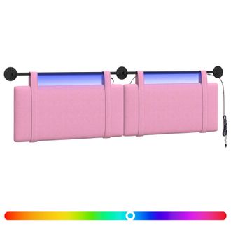 vidaXL Cabecero Colgante Con Luz Led Rosa Tela Vidaxl