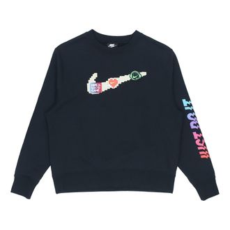 Nike (WMNS) Nike Sportswear Logo Fleece Crew Sweatshirt Black Multi DC3941-010