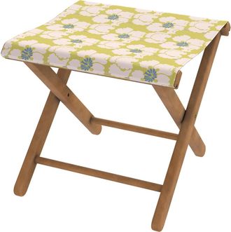 Vent de Boh&egrave;me Taburete plegable de haya y tela flores amarilla