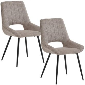 Pondecor Interiorismo Set de 2 sillas de comedor tapizadas en tela marr&oacute;n 60x54x88 cm