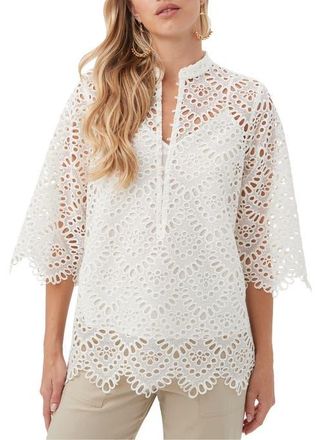 Trina Turk Martigues Lace Tunic Top in Whitewash at Nordstrom, Size Xx-Large