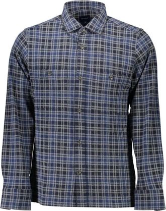 GANT Blue Cotton Shirt - Heren - Casual Overhemden - Blauw - S - Katoen - Overhemden