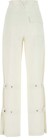 Bottega Veneta Womens Ivory Cotton Wide-Leg Pant 2945 Exterior: Pantaloni Trousers