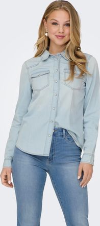 Only Jeansbluse ONLY ONLALEXA L/S DNM SHIRT FS NOOS, Damen, Gr. XL, light blau denim, Web, Obermaterial: 100% Baumwolle, unifarben, regular fit, Blusen Jea
