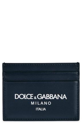 Dolce & Gabbana Milano Logo Leather Card Case in Blue Logo at Nordstrom