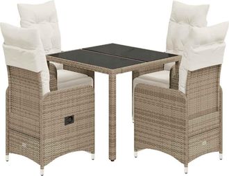 vidaXL Vidaxl Set Bistr&ograve; Da Giardino 5 Pz Con Cuscini In Polyrattan Marrone