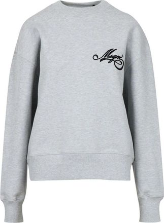 Msgm Cursive Logo Jersey Sweatshirt - Dames - Sweatshirts - Grijs - M - Katoen - Hoodies & sweatvesten