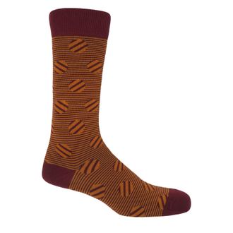 Peper Harow Polka Stripe Mens Socks - Garnet