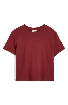 Madewell Boxy Crop Cotton Slub T-Shirt in Dusty Merlot at Nordstrom, Size X-Large