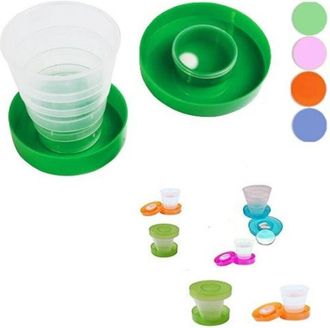 Trade Shop Trade Shop - Bicchiere Tascabile Richiudibile Set 12 Pz Porta Compresse Plastica Scuola Idea
