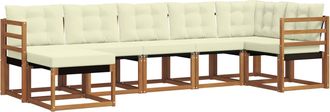vidaXL Conjunto De Sof&aacute;s De Exterior 7 Uds. Natural Y Crema Vidaxl