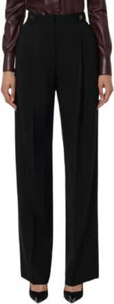 Elisabetta Franchi Geplooide wijde broek - Dames - Wijde Broeken - Zwart - XS - Wol - Broeken