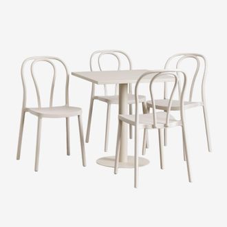 Sklum Set De Mesa Cuadrada 70x70 Cm Y 4 Sillas De Jard&iacute;n Mizzi Sklum