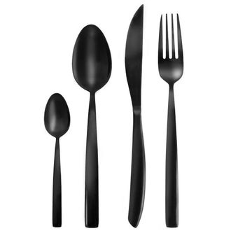 OEM Juego De Cubiertos De Lujo Negros De 24 Piezas