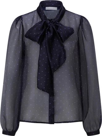 Rich & Royal Chiffon Blouse met Strik - Dames - Blouses - Blauw - M - Chiffon - Overhemden