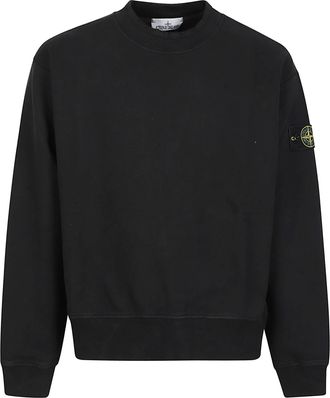 Stone Island Black Minimalist Cotton Crewneck Sweatshirt
