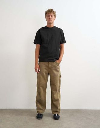 Topman jeans carpenter vestibilit&agrave; baggy rigida color tan-Marrone