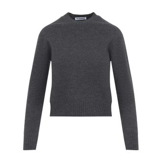 Jil Sander Round-neck Knitwear, female, Gray, Size: XL Crewneck Sweater