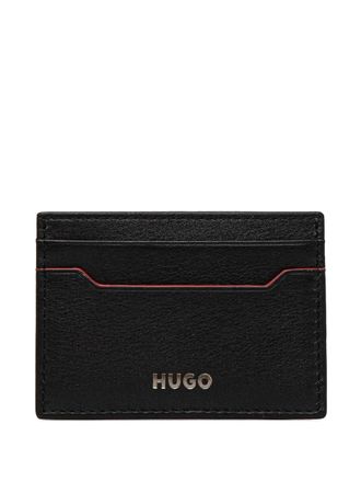 HUGO BOSS logo-stamp cardholder - men - Calf Leather/Polyester - One Size - Black