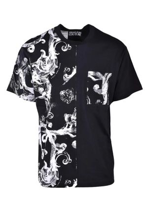 Versace Jeans Couture Black White Baroque Cotton T-Shirt
