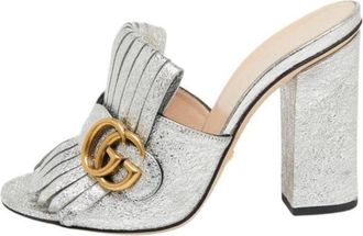 Gucci Silver Heeled Mules Size 37