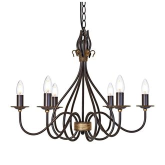 Netlighting Windermere 6 Light Chandelier Rust Gold Finish E14 in Brown