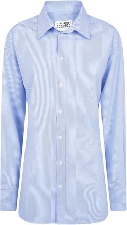 Maison Margiela Klassiek overhemd met lange mouwen - Dames - Blouses & Shirts - Blauw - Maat: XS Katoen