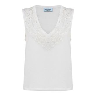 Blugirl Stretch Cotton Jersey Top - female - Blugirl - Sleeveless Tops - White - XS - Tops