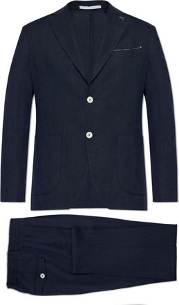 Eleventy Heren, Pakken, Blauw, Maat: L Linnen