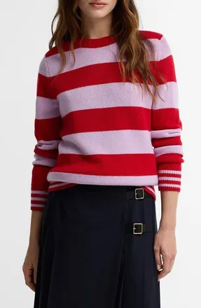 Barbour Woodhouse Striped Wool & Cashmere Sweater in Crimson Multi at Nordstrom, Size 12