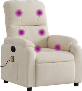 vidaXL Vidaxl - Poltrona Massaggiante Reclinabile Beige in Tessuto Microfibra