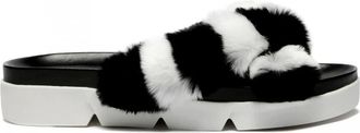 Stuart Weitzman Sliders, female, Black, 4 UK, Fur Slippers