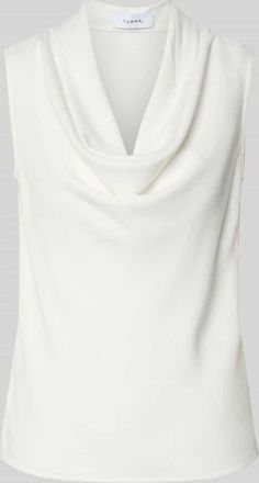 Comma Top mit Wasserfall-Ausschnitt in Offwhite, Gr&ouml;&szlig;e 34