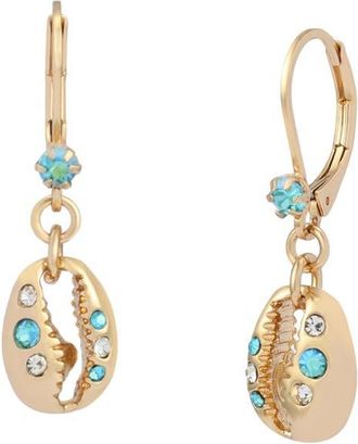 Betsey Johnson Shell Leverback Earrings in Gold/blue at Nordstrom