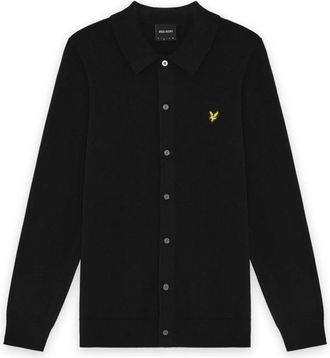 Lyle & Scott Mid Knits Katoenen Gebreid Shirt - Heren - Truien - Zwart - Maat: XL Katoen