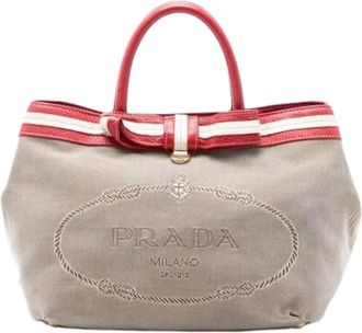 Prada Pre-owned Tote Bags, female, Beige, Size: ONE SIZE Pre-owned Tote Bag