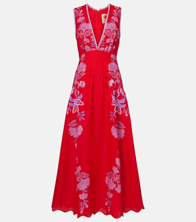 Porcelain Garden floral linen midi dress