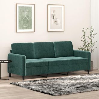 vidaXL Sof&aacute; De 3 Plazas Terciopelo Verde Oscuro 180 Cm Vidaxl