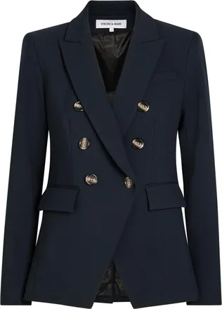 Veronica Beard Miller Dickey Horn Crepe Blazer - Navy - 14 (UK18 / Xxl)