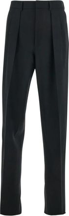 Tom Ford Zwarte Hoge Taille Wollen Broek - Heren - Slim Fit Broeken - Zwart - L - Wol - Broeken