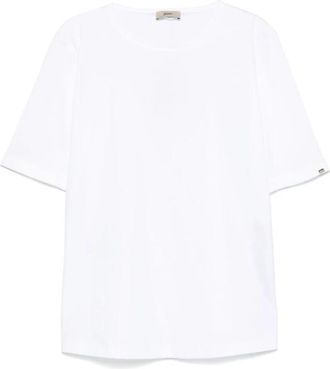 Herno Logo Knopen Zijsplit Katoenen Ronde Hals T-shirt - Dames - T-shirts - Wit - 2XL - Katoen - Tops