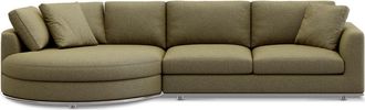 Castlery Hamilton Round Chaise Sectional Sofa Left Facing Customized, Performance Boucle Moss, Spill Resistant, Removable Covers for Sofas, Castlery