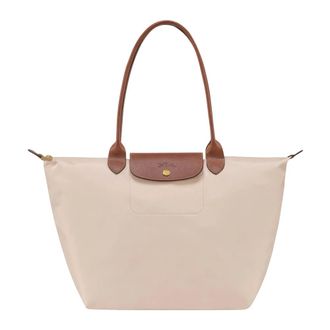 Longchamp Le Pliage Original L Tote Bag - Dames - Tassen - Beige - Maat: ONE Size Leer