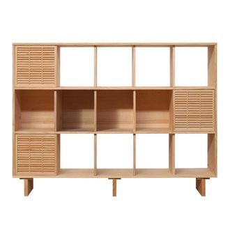 Naan Furniture Librer&iacute;a en madera maciza natural 3 puertas 160 cm barnizado