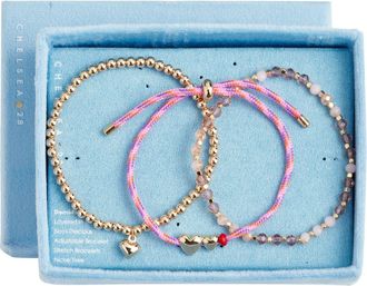 Chelsea28 Assorted 3-Pack Beaded Bracelets in Pink Multi- Gold at Nordstrom